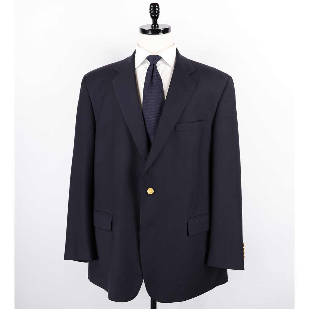 Loro Piana 110s Wool Brooks Brothers Blazer Size 48L Navy Blue Gold Button